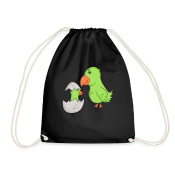 Parrot with baby parrot - Drawstring Bag - black - Front