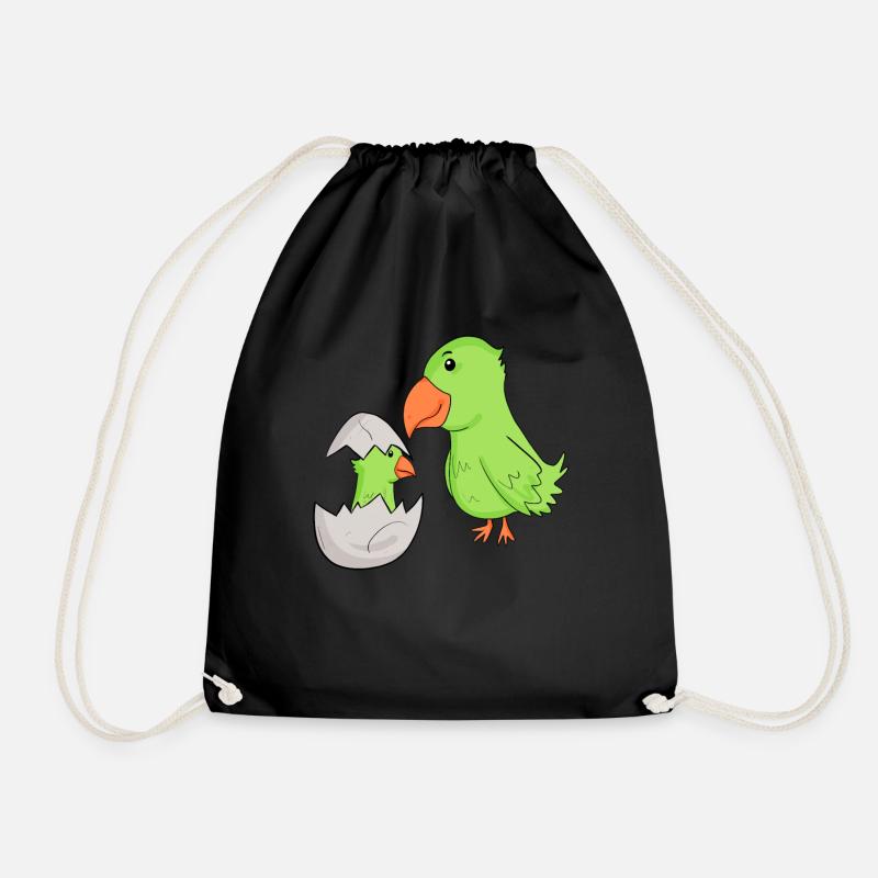 Papagei mit Baby Papagei - Turnbeutel - Schwarz