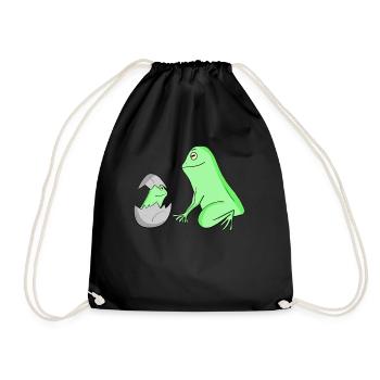 Frosch mit Baby Frosch - Turnbeutel - Schwarz - Vorne