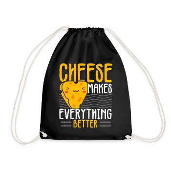 Cheese makes everything better Cheesy Cheese - Drawstring Bag - black - Front