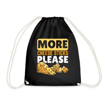 More cheese sticks please Cheesy Cheese Foodie - Drawstring Bag - black - Front