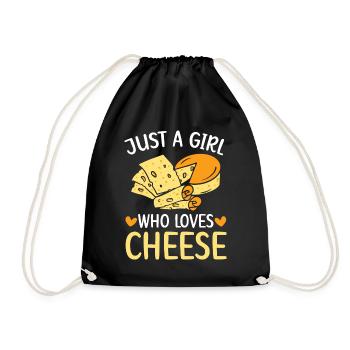 Nur ein Mädchen, das Käse liebt Cheesy Cheese Food - Turnbeutel - Schwarz - Vorne