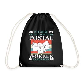 I am the competent postal worker postman - Drawstring Bag - black - Front