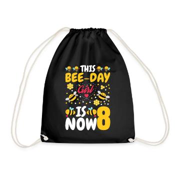 This Bee-day Girl Is Now 8.8. - Drawstring Bag - black - Front