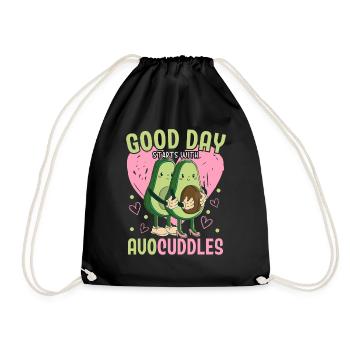 A good day starts with Avocuddles Avocado Guac - Drawstring Bag - black - Front
