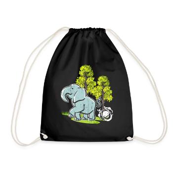 Elephant Lovers Wildlife Animal Safari Zookeeper - Drawstring Bag - black - Front