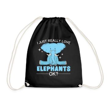 I just really love elephants Wildlife Safa - Drawstring Bag - black - Front