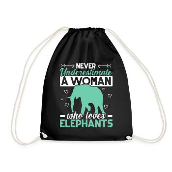 A woman who loves elephants Wildlife Animal Saf - Drawstring Bag - black - Front