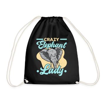 Crazy Elephant Lady Wildlife Safari Zookeeper - Drawstring Bag - black - Front