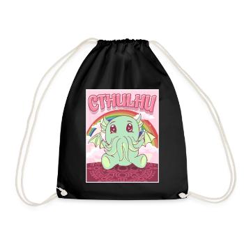 Kawaii Cthulhu Necronomicon Cthulhu Monster - Drawstring Bag - black - Front