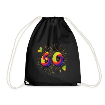 Tie-dye 60th Birthday Party 60 Years Old - Drawstring Bag - black - Front