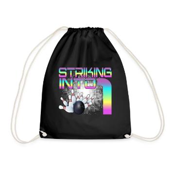 Hitting In 4 Bowling Bowlers 4th Birthday Party - Drawstring Bag - black - Front