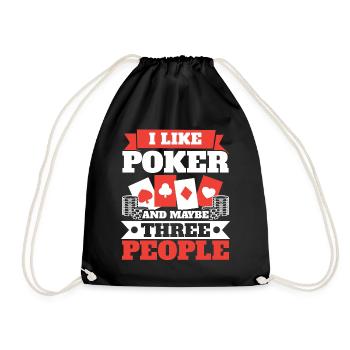 I like poker and maybe three people casino - Drawstring Bag - black - Front