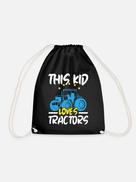 This child loves tractors Farm La - Drawstring Bag - black
