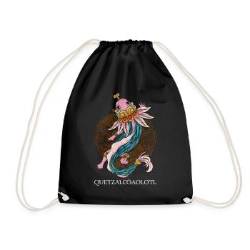 Quetzalcoatl Axolotl Ancient Aztec Serpent Ma - Drawstring Bag - black - Front
