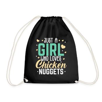 Only one girl who loves chicken nuggets nug nugg - Drawstring Bag - black - Front