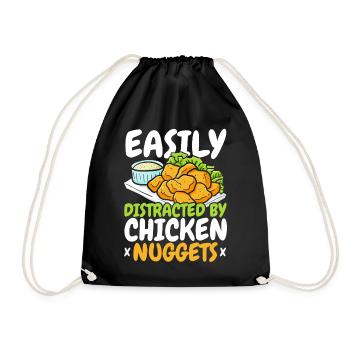 Leicht ablenkbar durch Chicken Nuggets Nug Nuggies - Turnbeutel - Schwarz - Vorne