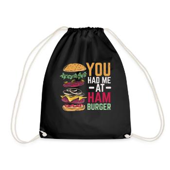 Du hattest mich bei Hamburger Burger Eater Food Fo - Turnbeutel - Schwarz - Vorne
