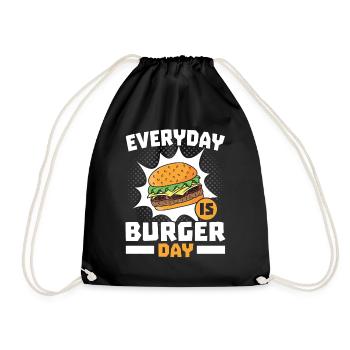 Every day is burger day Hamburger Eater Food Food - Drawstring Bag - black - Front