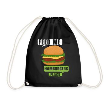 Füttere mich bitte mit Hamburgern Burger Eater Foo - Turnbeutel - Schwarz - Vorne