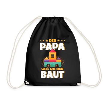 Papa Klemmbaustein Klemmbausteine - Turnbeutel - Schwarz - Vorne