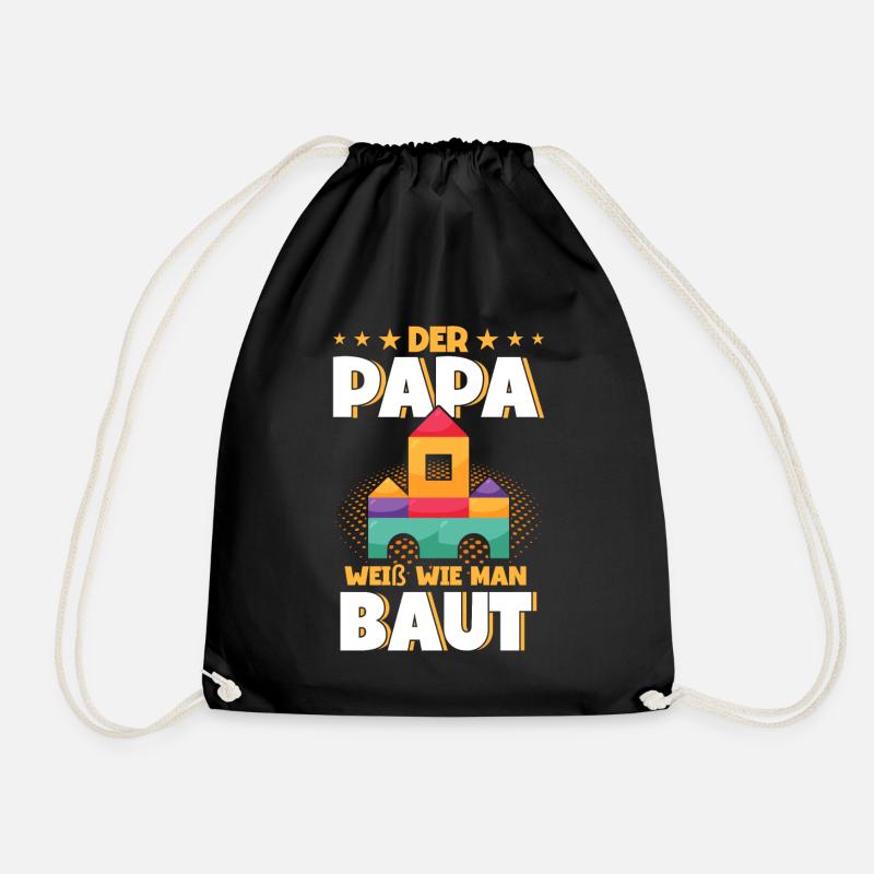 Papa Klemmbaustein Klemmbausteine - Turnbeutel - Schwarz