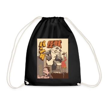 Kaiju Panda Japanisches Monster Geschenk - Turnbeutel - Schwarz - Vorne