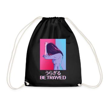 Emo Anime Girl Vaporwave Aesthetics Cheated Gesch - Drawstring Bag - black - Front
