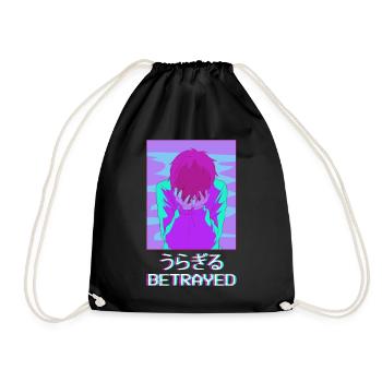 Emo Anime Young Vaporwave Aesthetic Betrayed Ge - Drawstring Bag - black - Front