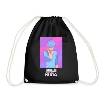 Emo Anime Young Vaporwave Aesthetic Muda Geschen - Drawstring Bag - black - Front