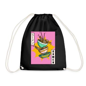 Ramen-Nudeln Japanische Vaporwave Ästhetisches Ges - Turnbeutel - Schwarz - Vorne