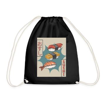 Sushi Japanese Vaporwave Aesthetic Gift - Drawstring Bag - black - Front