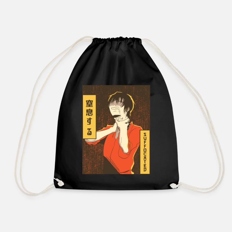 Emo Anime Junge Vaporwave Ästhetisch Ersticktes Ge - Turnbeutel - Schwarz
