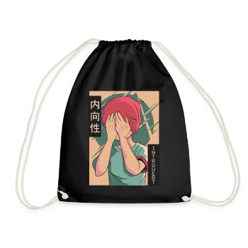 Introverted Anime Young Vaporwave Aesthetic - Drawstring Bag - black - Front