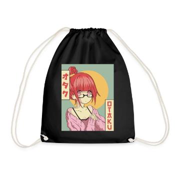 Otaku Anime Mädchen Japanisch Vaporwave Ästhetisch - Turnbeutel - Schwarz - Vorne