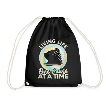 Living Life One Cruise At A Time Tie Dye Print - Drawstring Bag - black - Front