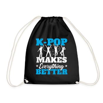 K-Pop makes everything better Korean pop music - Drawstring Bag - black - Front