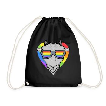 LGBT Tier Ziege Regenbogen - Turnbeutel - Schwarz - Vorne