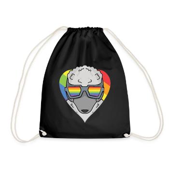 LGBT Dog Poodle Rainbow - Drawstring Bag - black - Front