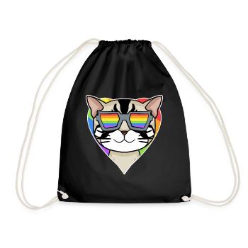 LGBT Cat American Shorthair Arc-en-ciel - Sac de sport léger - noir - Devant