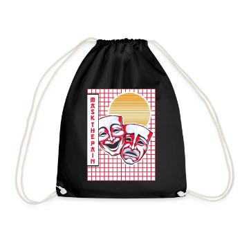 Theater Mask Vaporwave Aesthetic Drama Comedy - Drawstring Bag - black - Front