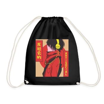 Antisocial Anime Boy Vaporwave Esthétique Ge - Sac de sport léger - noir - Devant