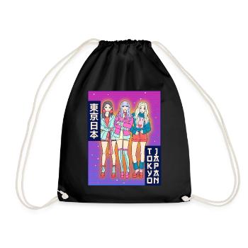 Anime Girl Tokyo Japan Japanisch Ästhetisches Gesc - Turnbeutel - Schwarz - Vorne