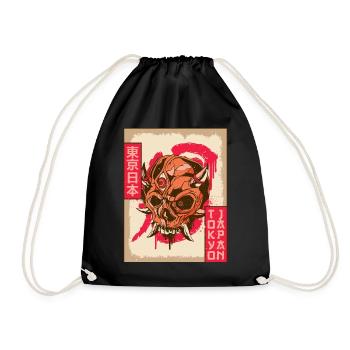 Gothic Totenkopf Goth Third Eye Tokyo Japan Gesche - Turnbeutel - Schwarz - Vorne