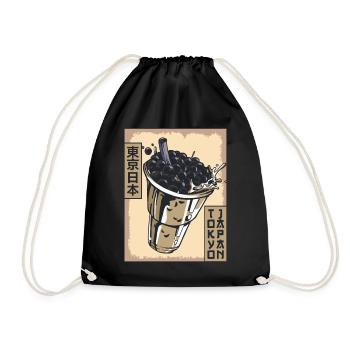 Boba Tea Bubble Tea Tokyo Japan Poster Gift - Drawstring Bag - black - Front