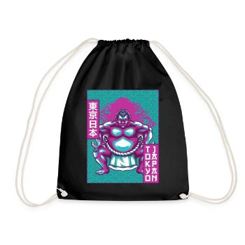 Sumo-Ringer Sumo-Ringen Tokio Japan Geschenk - Turnbeutel - Schwarz - Vorne
