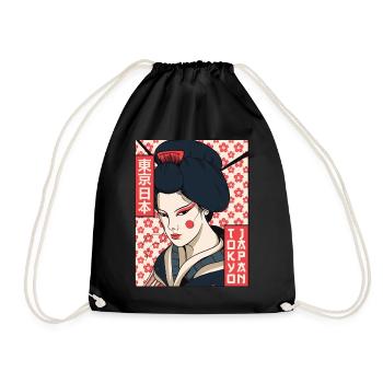 Geisha Tokyo Japan Japanese Aesthetics Poster Gesc - Drawstring Bag - black - Front