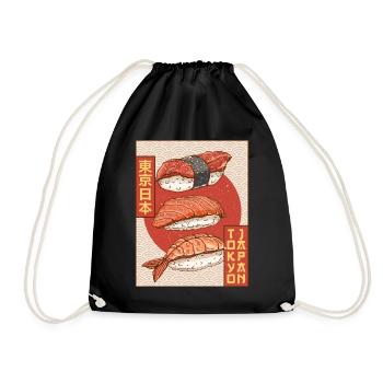 Sushi Tokyo Japan Japanese Aesthetics Poster Gesch - Drawstring Bag - black - Front