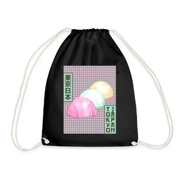 Mochi Tokyo Japan Japanese Aesthetics Poster Gesch - Drawstring Bag - black - Front