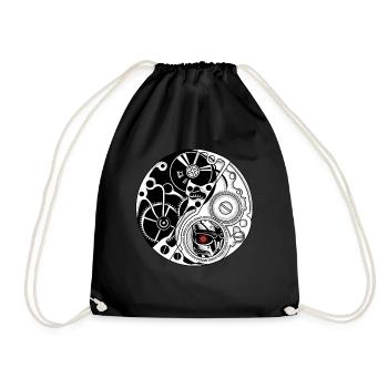 Cyborg Ying Yang Cyber Punk Yin Yang Cyber Geschen - Turnbeutel - Schwarz - Vorne